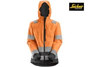 Snickers-1347-Dames-High-Vis-Waterproof-Shell-jack-Klasse 2:3_High Vis Orange:Steel Grey-5558-Voorkant