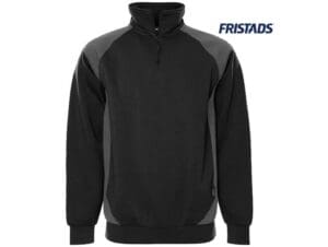 Fristads-300511-996-SWEATER MET KORTE RITS 7048 GSM-996-Zwart:Grijs-Voorkant